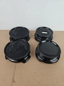 4 PC Vintage Black Glass Display Stands Platform Plinth Base For Vase Figurine - Picture 1 of 8