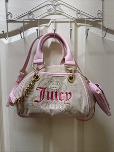 Juicy Couture Dreamy Juicy Satchel Bowler Bag in Standstone & Pink NWT - Picture 1 of 7