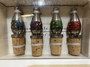 Pier 1 Imports 4er Set vernickelte Glitzer Flaschenstopfen - Bild 1 von 5