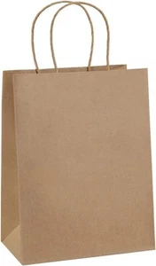 Gift Bags 8x4.25x10.5 100Pcs Paper Gift Bags Medium Size Brown Paper Bags - Picture 1 of 6
