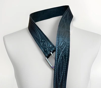 "Cinturón de cuero Wrangler para hombre talla XL Western cuero genuino negro en relieve 44""" Foto 1 de 4