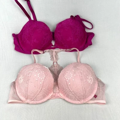 Lot 2 Victoria's Secret Bombshell Push Up Bras Bundle Pink Lace Very Sexy 38B - Image 1 of 4