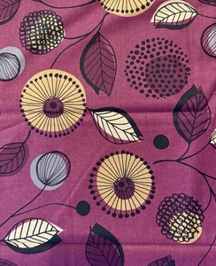 MELROSE By Anna Fishkin Red Rooster Fabric Purple Leaf Floral 45” BTY - Picture 1 of 4