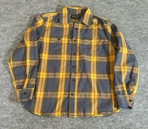 Sullen Hemd Herren Medium gelb blau kariert Flanell Knopfleiste Langarm Freizeit - Bild 1 von 7