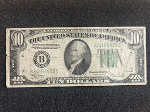 1934 C-Chicago Federal Reserve Note $10 Dollar Bill Green Seal - Picture 1 of 5