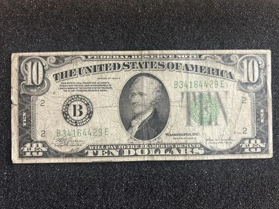 1934 C-Chicago Federal Reserve Note $10 Dollar Bill Green Seal - Image 1 of 4