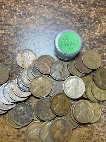 1923-S LINCOLN WHEAT CENT  ROLL, 50 COINS, SEMI-KEY DATE, AG/CULL COINS, roll #2 Cover