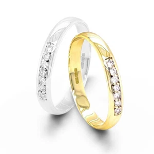 Diamond Wedding Ring 9ct Yellow or White Gold Finger Size H To P Hallmarked - Picture 1 of 10