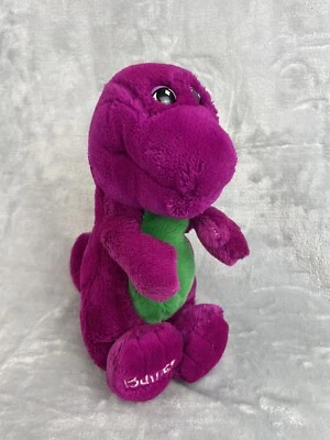 Peluche Lyons Barney 1992 de colección dinosaurio púrpura boca cerrada pie bordado Foto 1 de 4