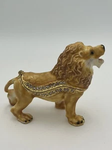 Lion Jeweled Trinket Box with Austrian Crystals - Picture 1 of 10