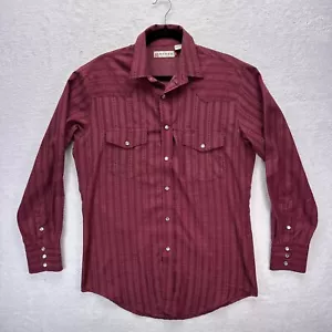Roper Western Shirt Mens Medium Maroon Pearl Snap Yoke Cowboy Lightweight - Picture 1 of 12