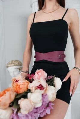 Genuine Leather waist belt, burgundy waist belt, waist harness belt, Wide waist - Image 1 of 4