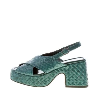 PONS QUINTANA Maria Cristina scarpe donna Sandalo Guinea pelle intrecciata blu - Immagine 1 di 4