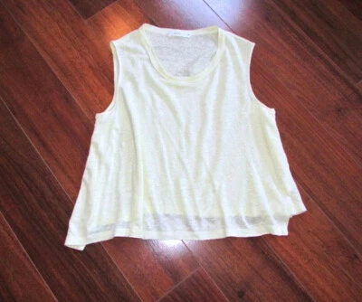 A.L.C. ~ Talla Pequeña ~ Tanque Recortado Ligero y Aireado 100% LINO 100% AMARILLO MANTECOSO PÁLIDO A80 Foto 1 de 4