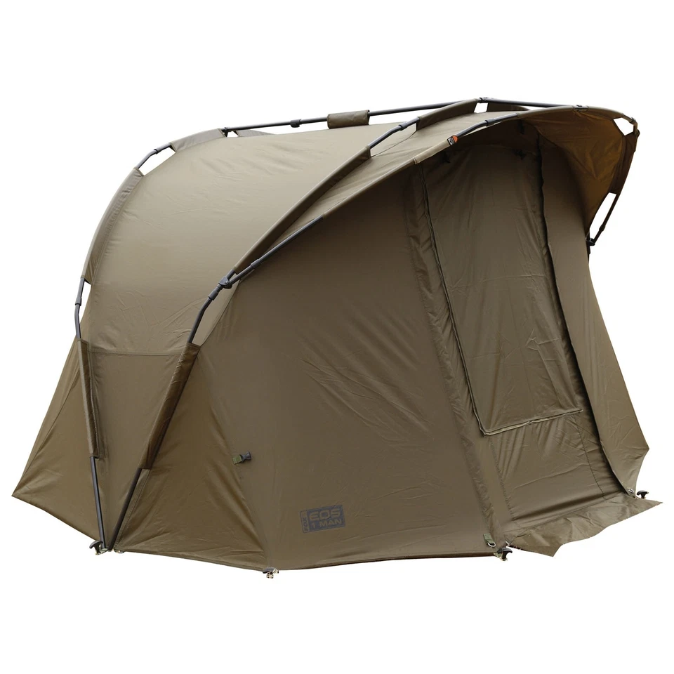 Fox EOS 1 Man Bivvy Angelzelt zum Wallerangeln & Karpfenangeln - Khaki, 205x270x140cm (CUM255)