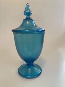 Piatto caramelle vintage Fenton Celeste blu iridescente. Leggi - Foto 1 di 3