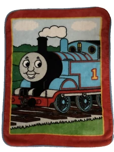 Thomas The Tank Engine Train - Fleece Throw Blanket Railroad Blue 40x30 Vintage - Picture 1 of 3