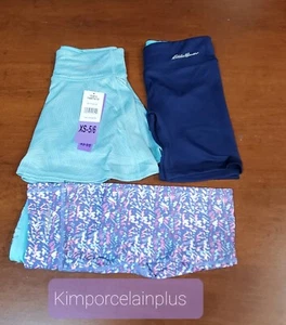 Eddie Bauer Youth 3 -Pack Bottom Set Navy / Teal / Multi SKORT LEGGING SHORT XS - Picture 1 of 4