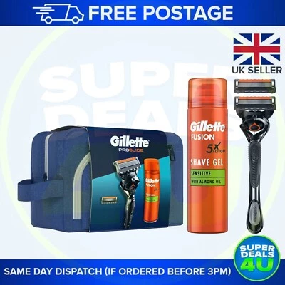Gillete Travel Set Proglide Razor + 1 Blade Refill + Fusion Action Shave Gel