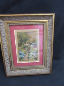 Vtg Gold 9" x 11" Framed & Matted GARDEN GATE Original by N SPEIRS, , MINT! - Picture 1 of 6