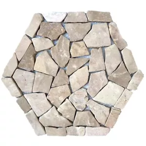 Hexagon Beige Tan Flat Stone Floor Wall Tile Spa Shower Panel Backsplash Mosaic  - Picture 1 of 6