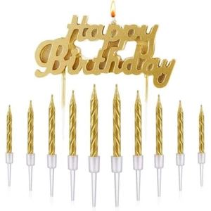 12pcs Gold Wrapping Sparkling Candles for Birthday Wedding Party Decorations - Picture 1 of 13