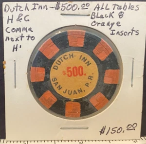 Puerto Rico, San Juan, DUTCH INN, Casino Chip, $500.00 - Picture 1 of 4