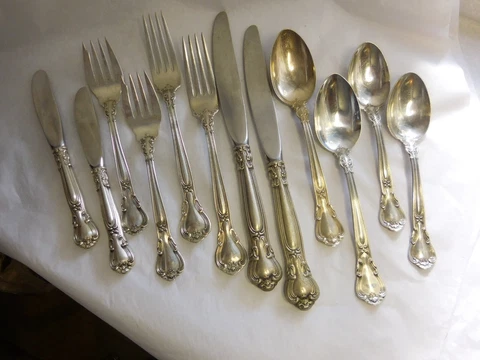 GORHAM CHANTILLY TWO STERLING SILVER PLACE SIZE 6 PIECE SETTINGS NO MONO Cover