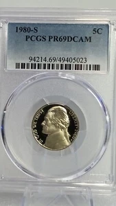 1980-S Jefferson Nickel PCGS PR69DCAM #023 - Picture 1 of 2