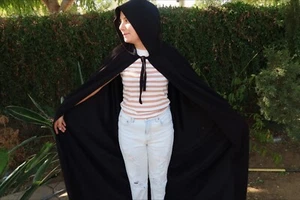 NEW Hooded cape Halloween costume elegant Renaissance Medieval cloak Adult women - Picture 1 of 2