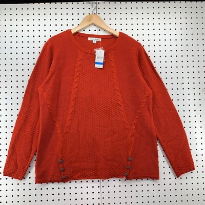 NEW Studio Works Knit Sweater Women XL Rust Orange Cable Knit Pullover 21.5x25.5 - Image 1 of 4