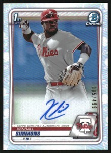2020 Bowman Chrome Prospect Autographs Refractors #CPAKSI Kendall Simmons /499
