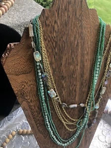 Vintage Strand Beaded Necklace Multi Pack, Gemstone, Pewter, Shells. Six Pieces - Picture 1 of 6