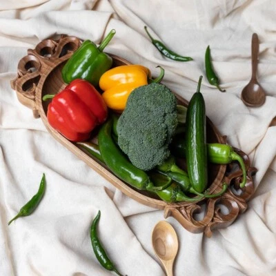 优质木制实心托盘供应食品零食水果盘手工制作40x16厘米。 — 第 1/4 张图片