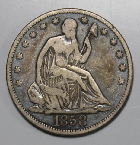 1858 Seated Liberty Half Dollar - Fine !! Cover