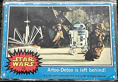 VINTAGE 1977 STAR WARS TOPPS TRADING CARD BLUE SERIES R2-D2 LEFT CARD No.15 - Image 1 of 2
