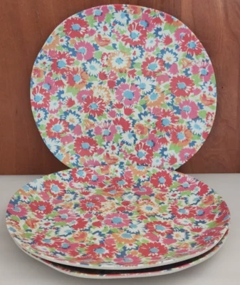 Anthropologie Sarah Campbell Juego de 3 Platos de Aperitivo de Melamina Floral Foto 1 de 4