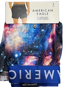 NWT AMERICAN EAGLE Ultra Soft Pocket Boxer Sz XS-S-M-L-XL Blue Space #75 - Picture 1 of 9