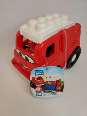 Mega Bloks Freddy Firetruck red & white Fisher Price new 3+ Blocks toy toddler - Image 1 of 4