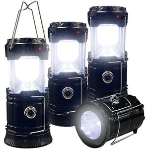 Solar USB Rechargeable Collapsible Portable LED Camping Lantern Waterproof 4PCS - Picture 1 of 12