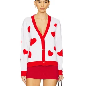 Alice + Olivia Women's Soft White & Bright Ruby Bradley Short Cardigan Size M - Picture 1 of 11