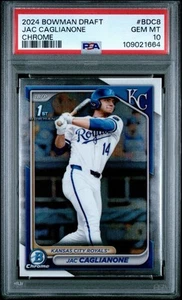 2024 BOWMAN DRAFT CHROME #BDC8 1ST RC - JAC CAGLIANONE PSA 10 GEM MINT - ROYALS - Picture 1 of 1