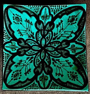 Moroccan Ceramic Handmade Square Teal Dish 8” Square - Image 1 of 4