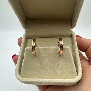 Elegant 14ct ROLLED Gold Bonded Hoops Dainty & Simple Hallmarked 585RG - Picture 1 of 7