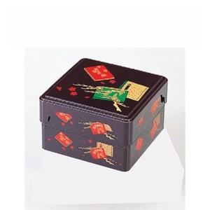 Bento, Lunch box, Jubako colorful bento box 2, maroon: Japanese Lacquer ware - Picture 1 of 1