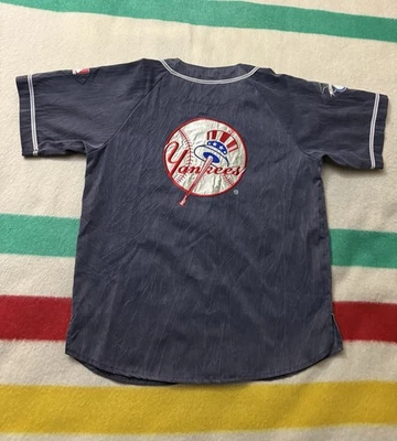 Jersey de mezclilla lavado ácido vintage años 90 Starter New York Yankees talla grande XL raro Foto 1 de 4