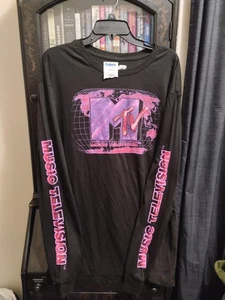 Mtv Music Television Graphic Black Long Sleeve Shirt Size 2xl - Picture 1 of 6