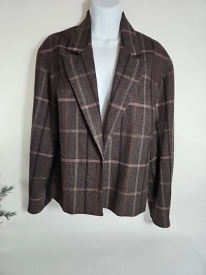 Jac térmico de colección para mujer mezcla de lana talla 11-12 gris/marrón/rosa recortado a cuadros... Foto 1 de 4