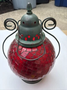 Vintage 12” Global Fusion Mosaic Moroccan Style Candle Lantern - Picture 1 of 18
