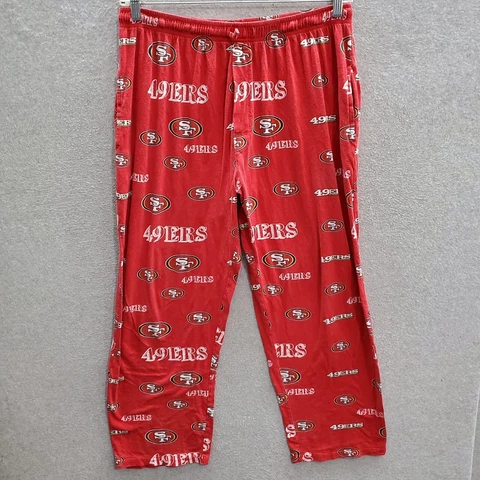 San Francisco 49ers Men Sleepwear Large Red Allover Print Pajama Pants Cover